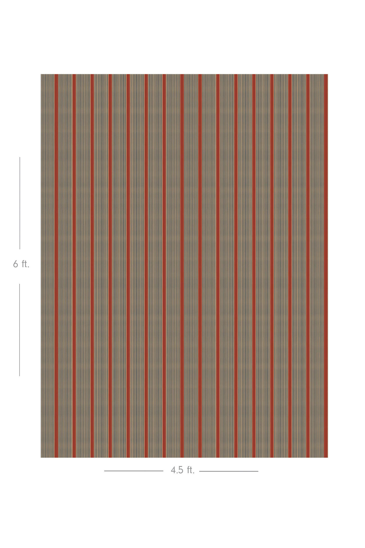 Diagram showing scale of vertical striped wallpaper