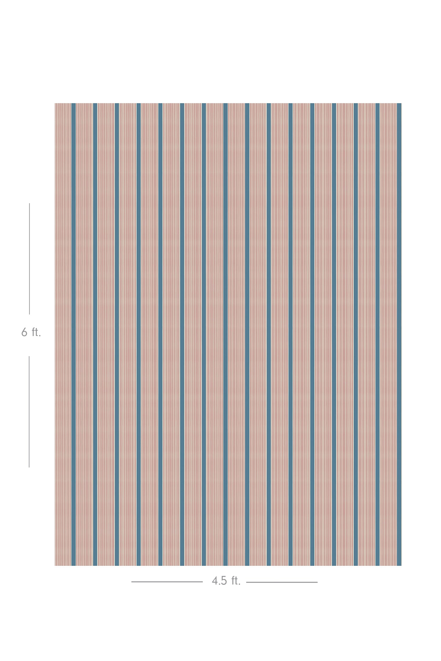 Diagram showing scale of vertical striped wallpaper