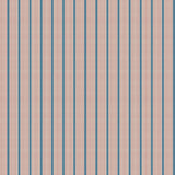 Mixed width striped wallpaper in blue, cream and red.
