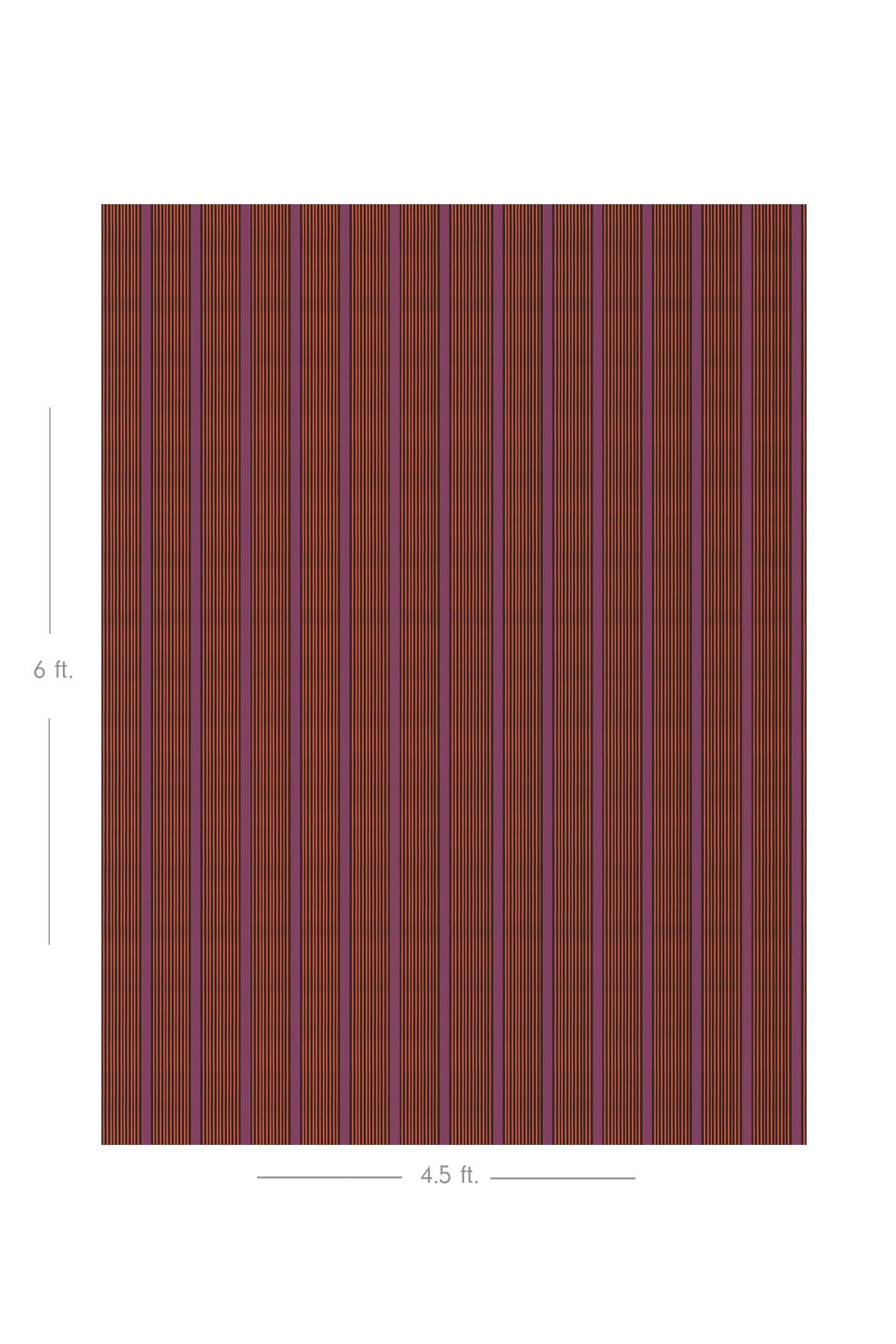 Diagram showing scale of vertical striped wallpaper