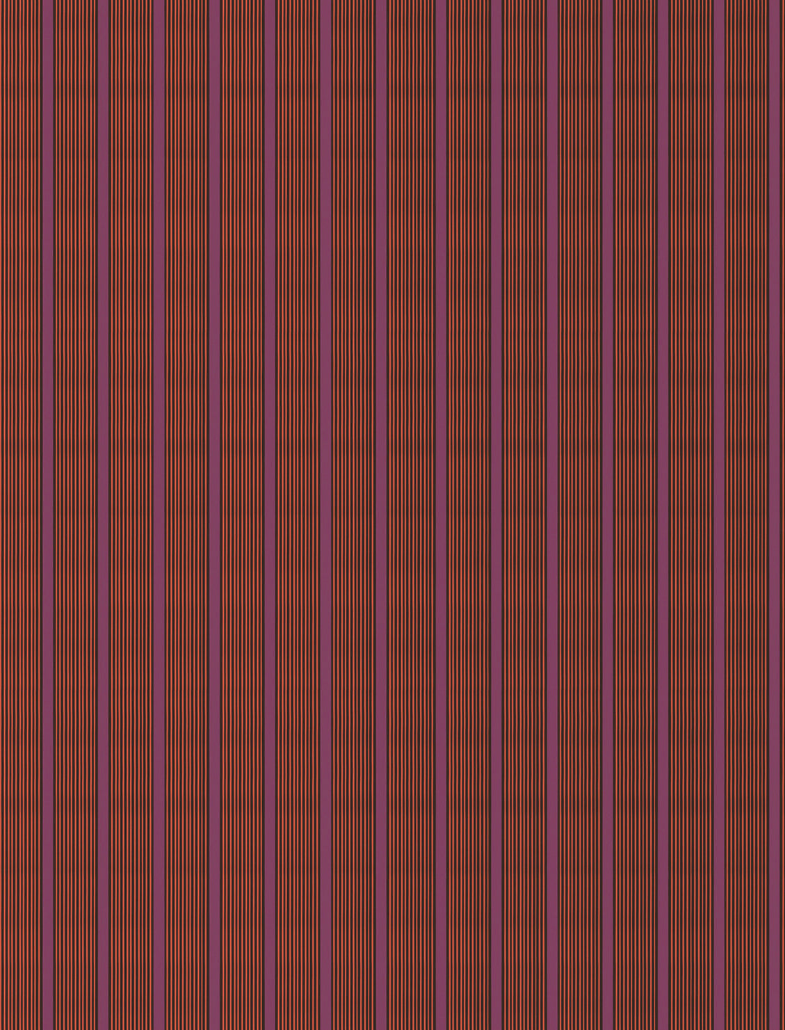 Mixed width striped wallpaper in orange and purple.