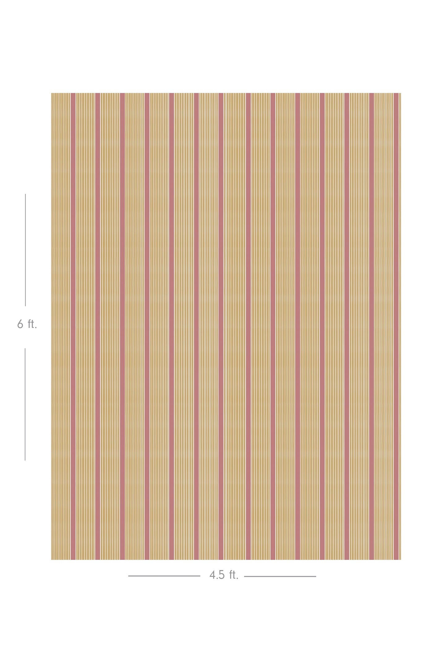 Diagram showing scale of vertical striped wallpaper