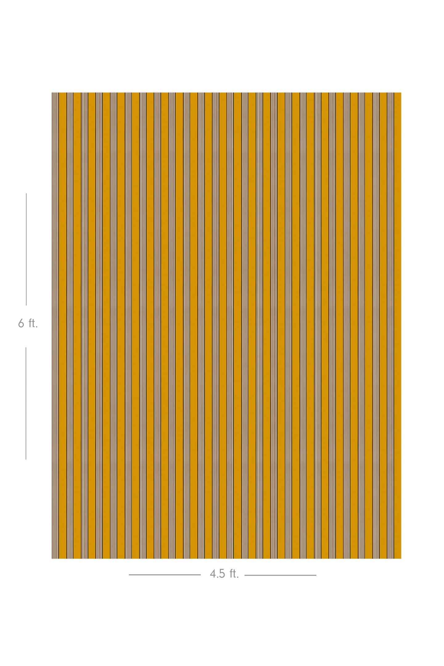 Diagram showing scale of vertical striped wallpaper