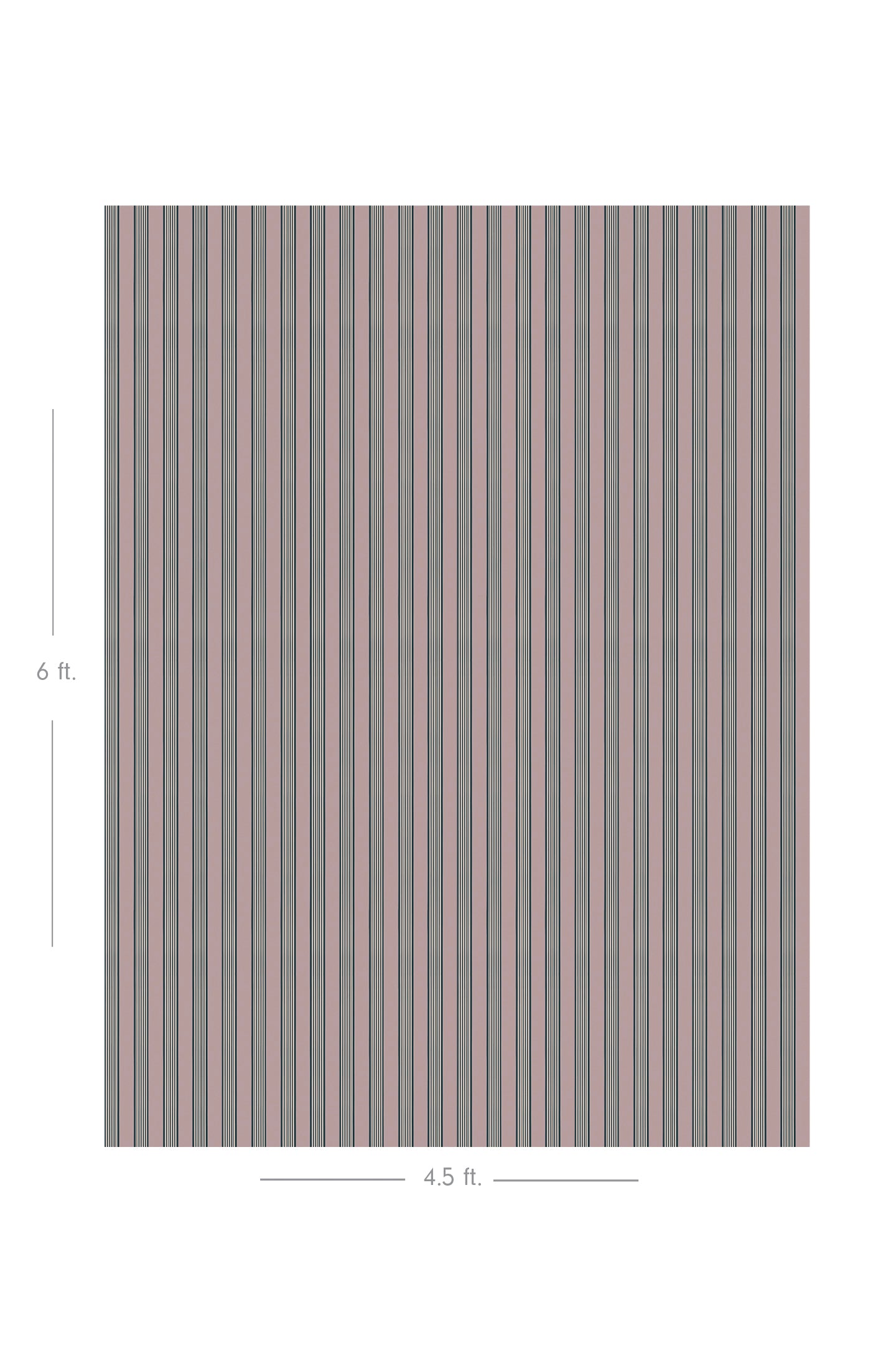 Diagram showing scale of vertical striped wallpaper