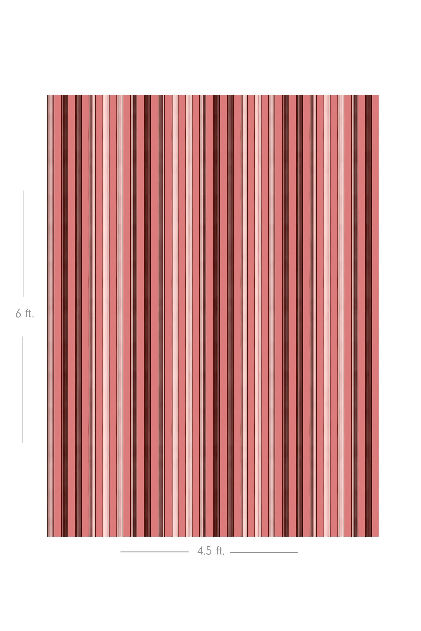 Diagram showing scale of vertical striped wallpaper