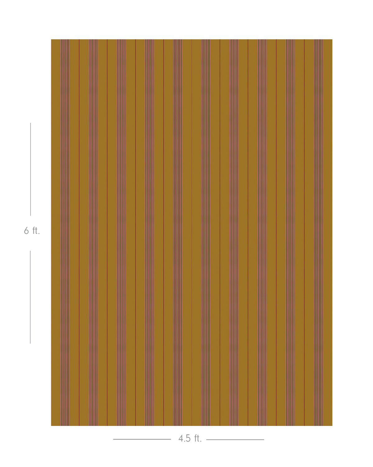 Diagram showing scale of vertical striped wallpaper