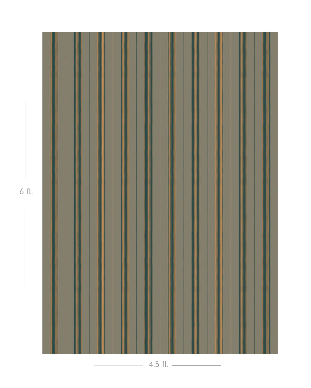 Diagram showing scale of vertical striped wallpaper