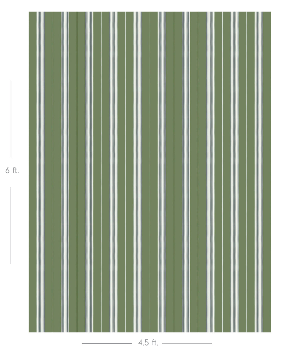 Diagram showing scale of vertical striped wallpaper