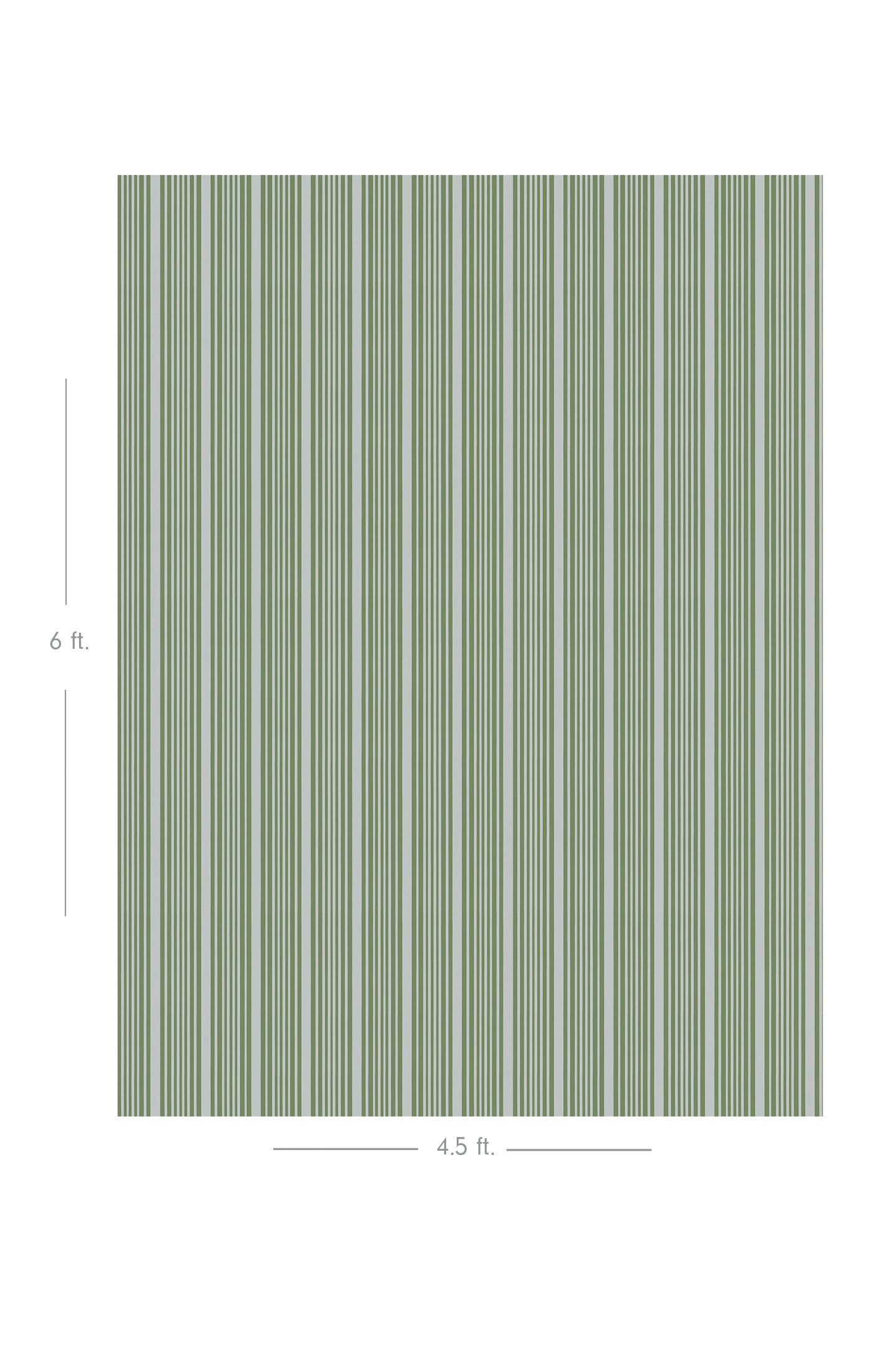 Diagram showing scale of vertical striped wallpaper