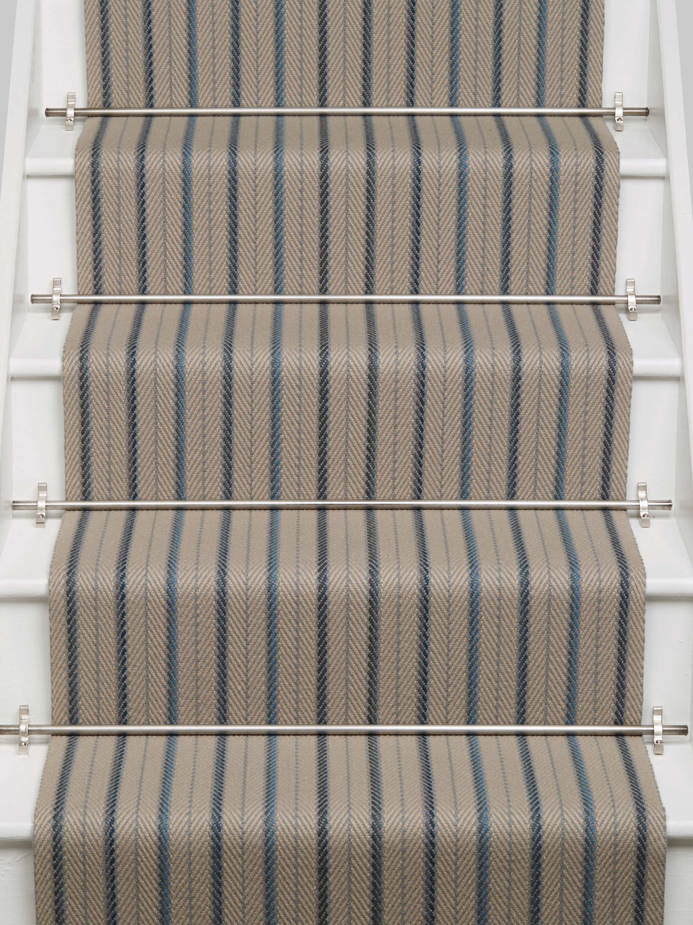 Striped flatweave runner in grey and blue  