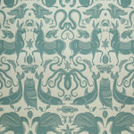 Wallpaper with animals and sea creatures in light blue on a white background