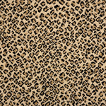 A close-up of a leopard print broadloom in tan and black spots on a beige background.