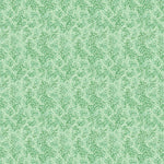 Coral pattern with tiny painted floral designs in tonal green.