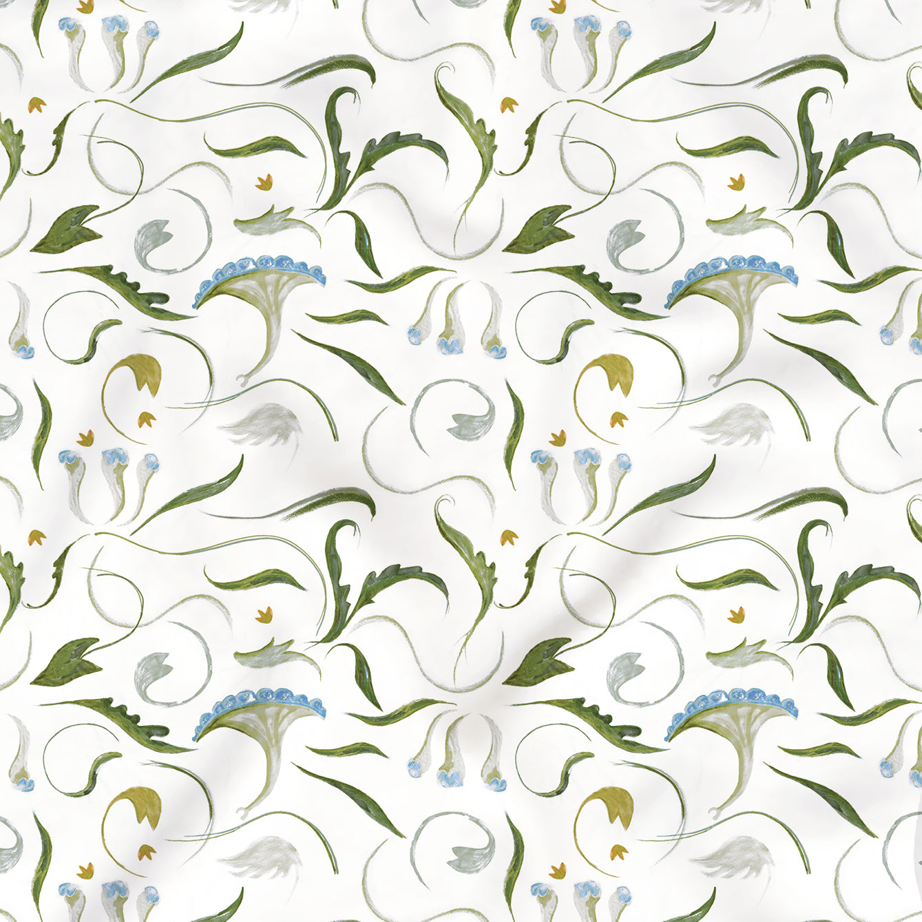 Decorative pattern with floral elements on a white background