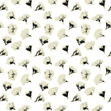 Pattern of black and white flowers on a white background
