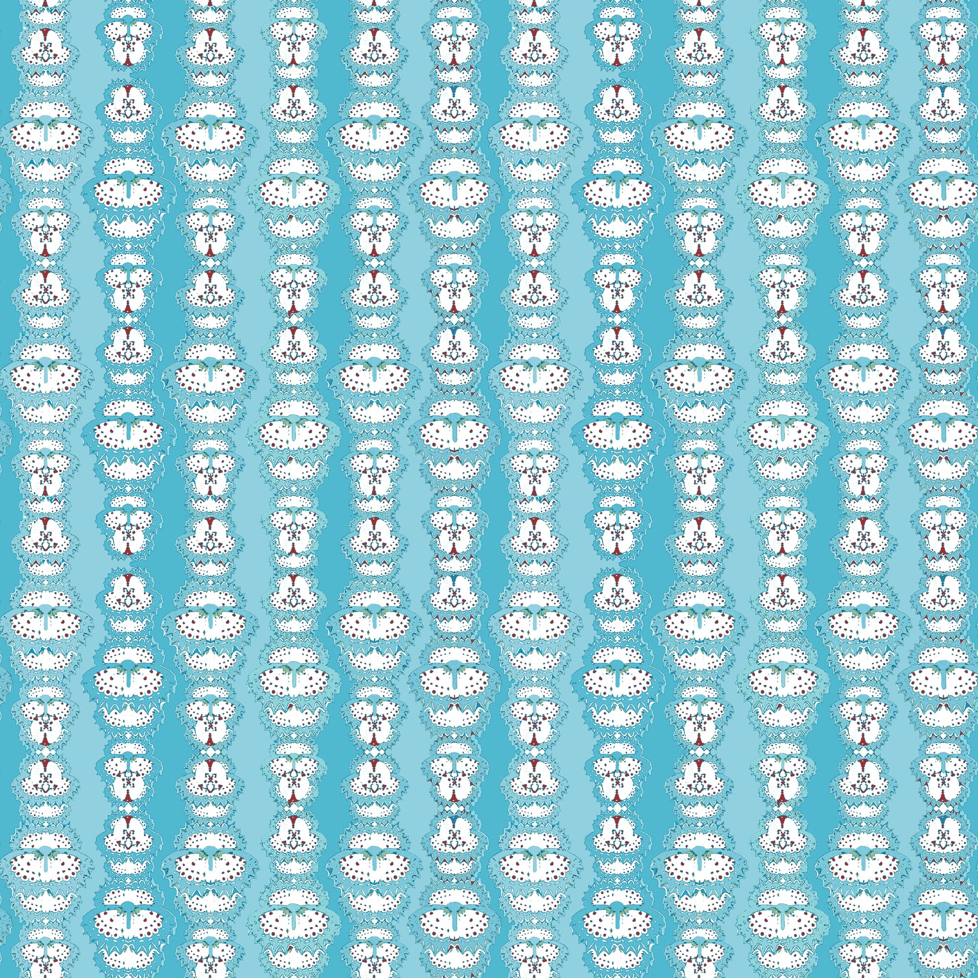 Striped Pattern made with white butterfly wing silhouettes in tonal bright blue ground. 