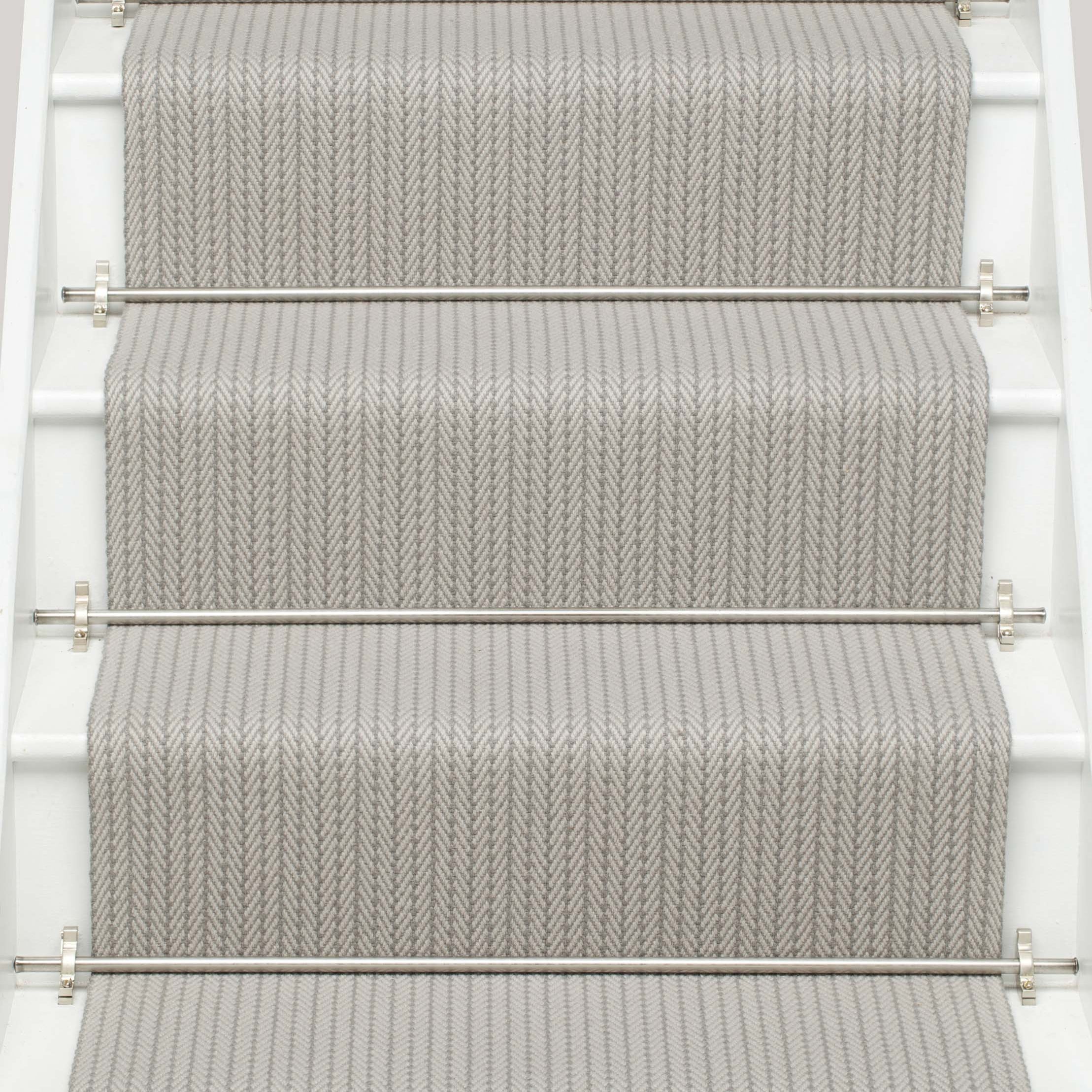 Striped flatweave runner in light grey