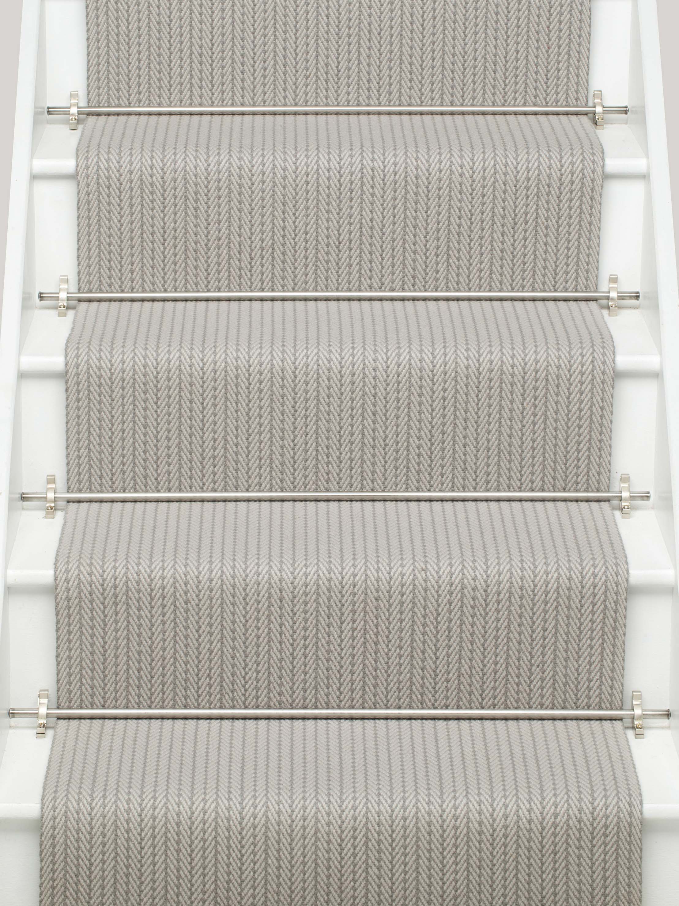 Striped flatweave runner in light grey