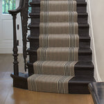 Striped flatweave runner in black and white