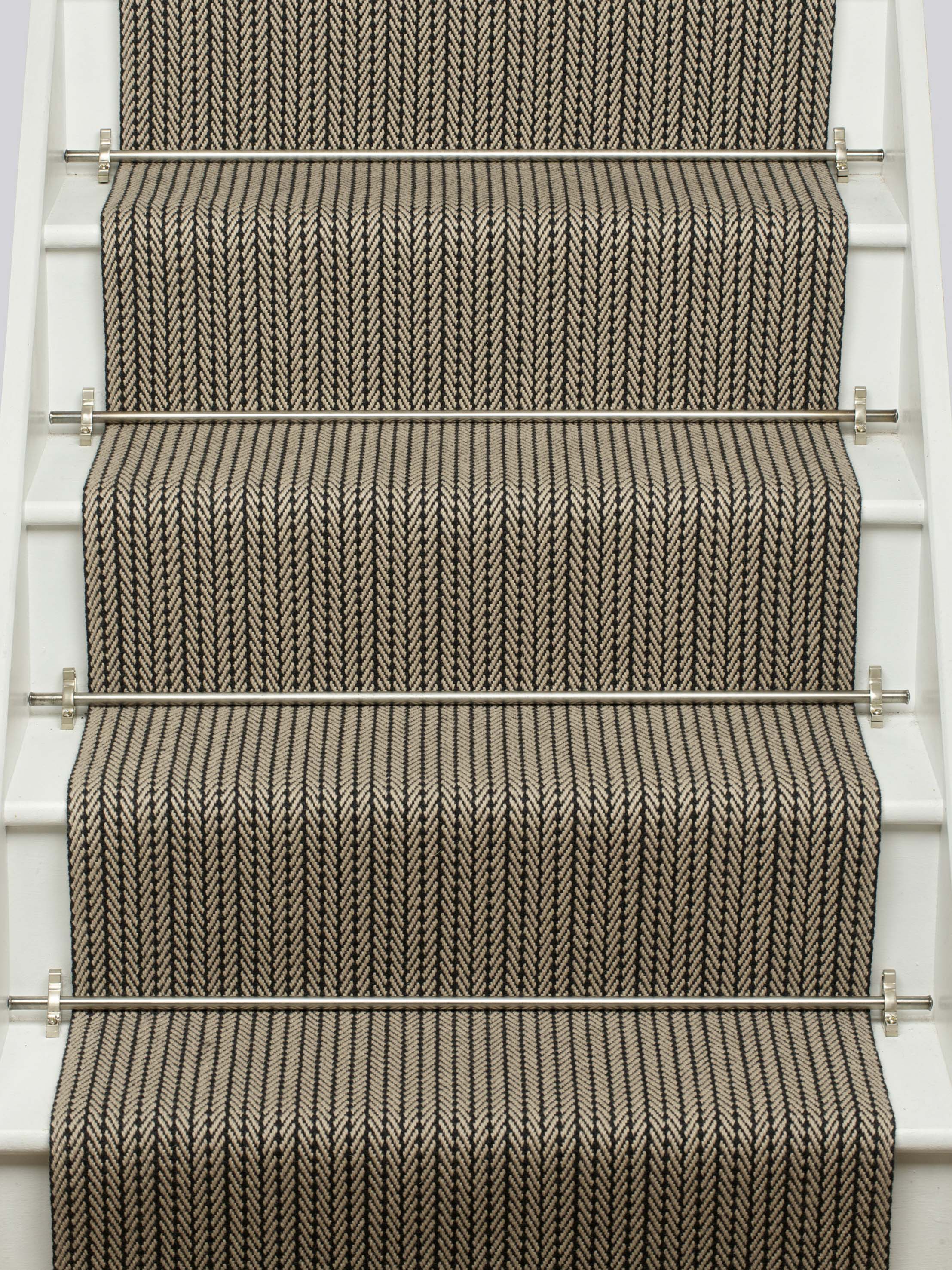 Striped flatweave runner in black and ivory