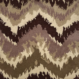 Patterned handknotted rug with zigzag design in brown, beige, and black.