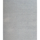 Handwoven rug with cream stair step stripe on turquoise field. 