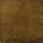 Handknotted silk rug with solid cut pile in warm brown. 
