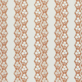 Fabric in a botanical stripe print in sienna on a white field.