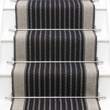 Striped flatweave runner in black and white