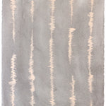 Sheet of hand-painted wallpaper with an irregular vibrating linear pattern in peach on a greige field.