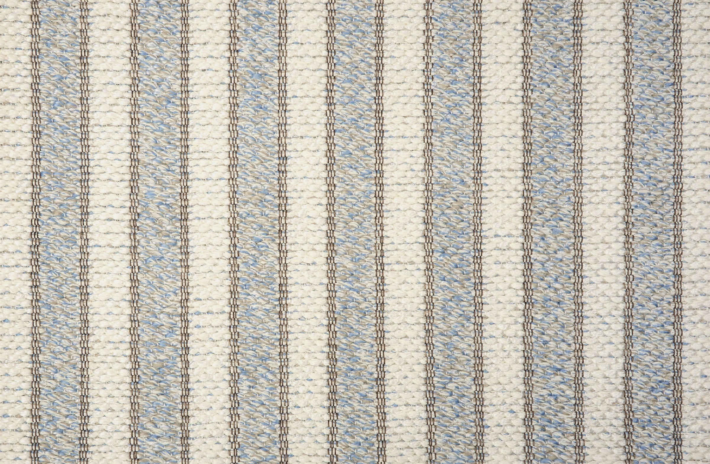 Broadloom carpet with stripes of cream and blue.