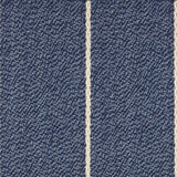 Broadloom carpet in a thin ivory stripe on a field of marine blue. 