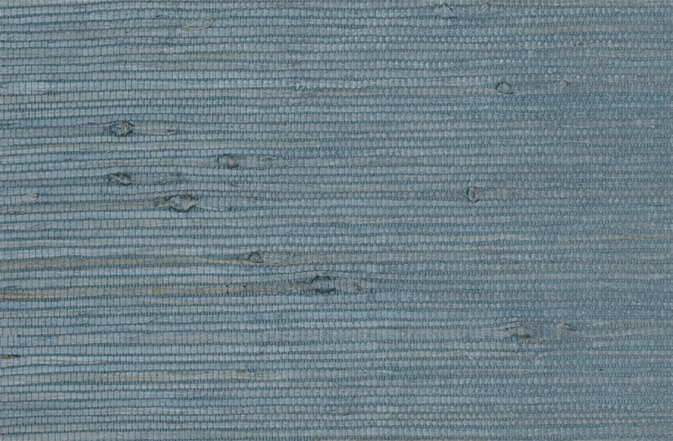 Detail of a jute grasscloth wallpaper in cadet blue.