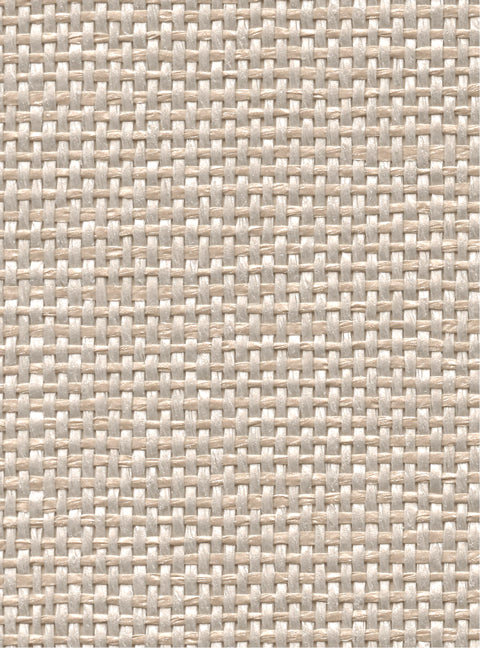 Detail of a metallic-rubbed paperweave grasscloth wallpaper in neutral.