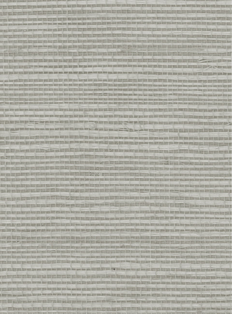 Detail of a sisal grasscloth wallpaper in mottled gray on a paper backing.