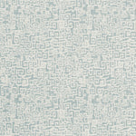 Woven performance fabric in playful greek key motif in ivory on a sky blue field.