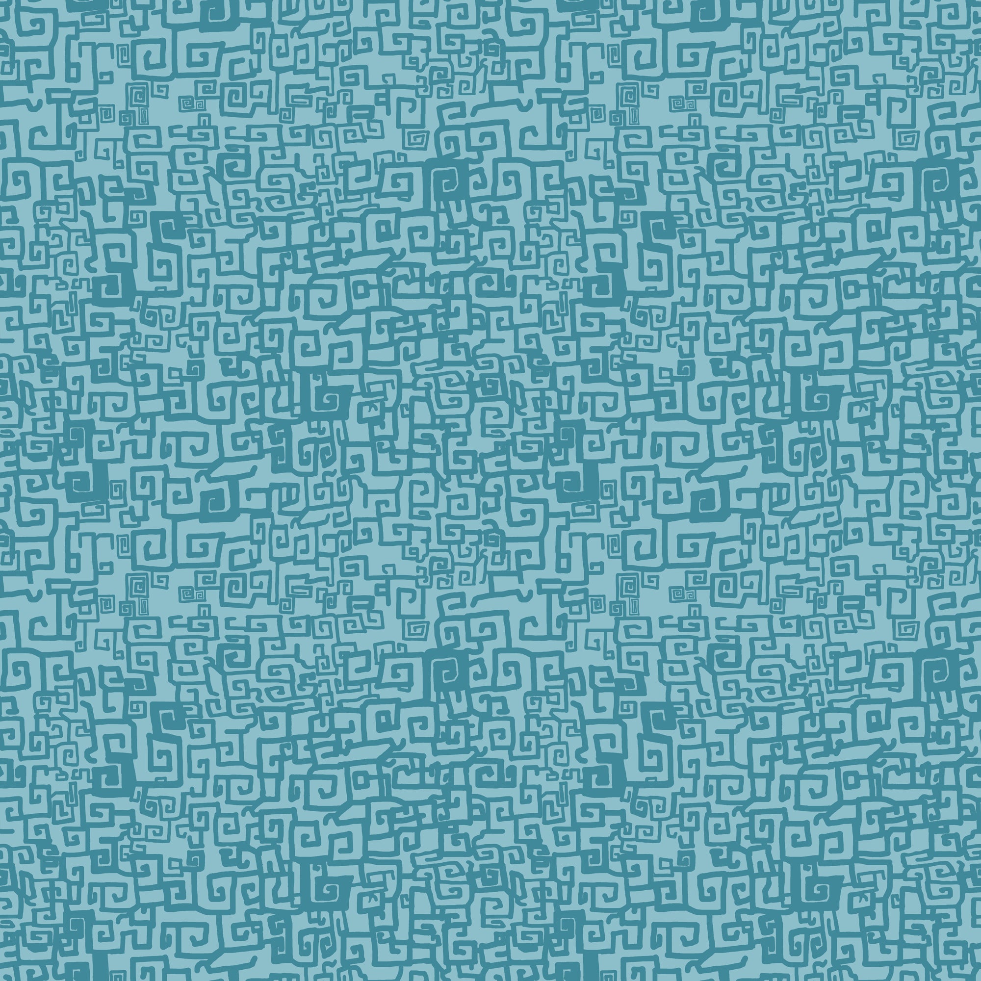 Hand drawn Greek Key pattern in tonal blue.