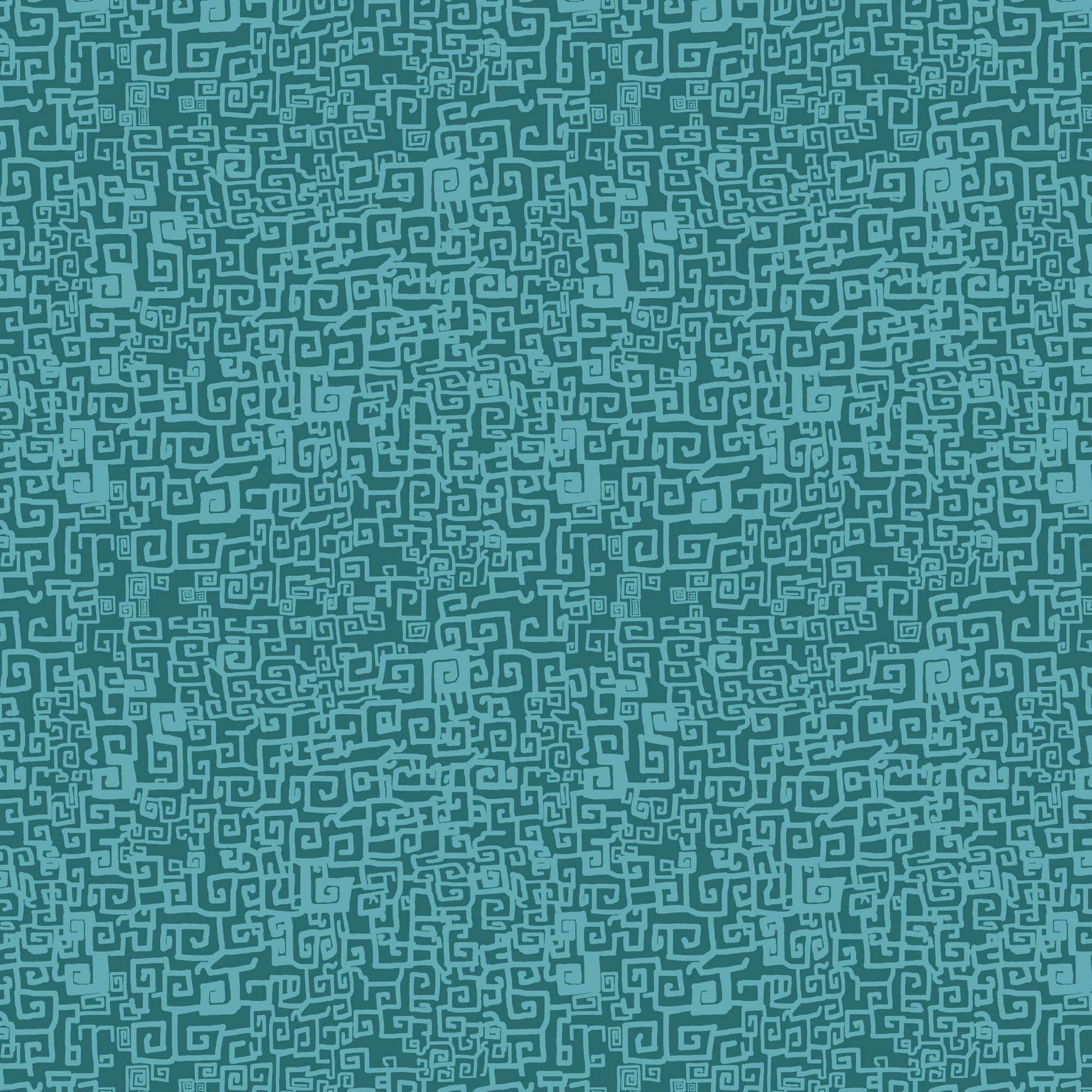 Hand drawn Greek Key pattern in tonal teal.