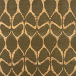 Patterned fabric with geometric design on a dark green background