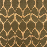 Patterned fabric with geometric design on a dark green background