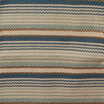 Flatwoven rug in multi width stripes in blue, cream and brown,