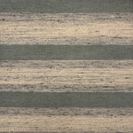 Flatwoven rug in a wide stripe in slate blue with strié cream and navy stripes.