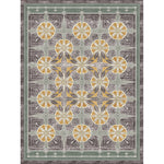 Decorative rug with geometric pattern on a plain background