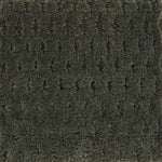 Handknotted hi-lo diamond lattice patterned rug in dark charcoal grey.