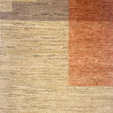 Textured area rug with a pattern of brown and beige colors