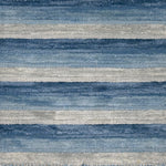Textured blue and gray striped handknotted rug