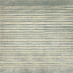 Handknotted rug with horizontal stripes in gray and beige