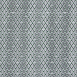 Wallpaper panel in a geometric grid print in shades of green, blue and gray.