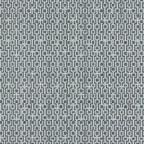 Wallpaper panel in a geometric grid print in shades of green, blue and gray.