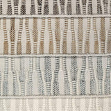 Stack of broadloom carpet samples in a flatwoven wavy stripes. 